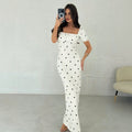 french chic polka dot dress - women's summer slim-fit knit maxi dress