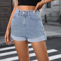 European and american cross-border e-commerce  independent website  summer new washed mid-waist rolled hem denim shorts for women