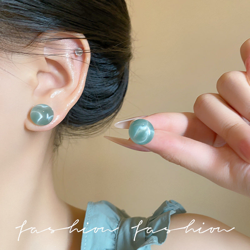 Dopamine ball stud earrings - unique design for women, perfect for summer, clear and versatile, sweet and cute, simple and easy to match