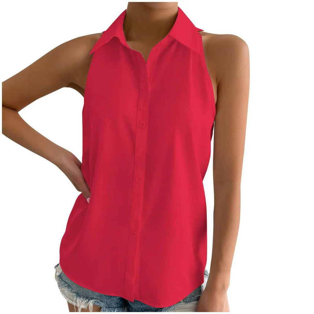 Satin sleeveless blouse for women - new spring satin top - casual commute solid color blouse - wholesale