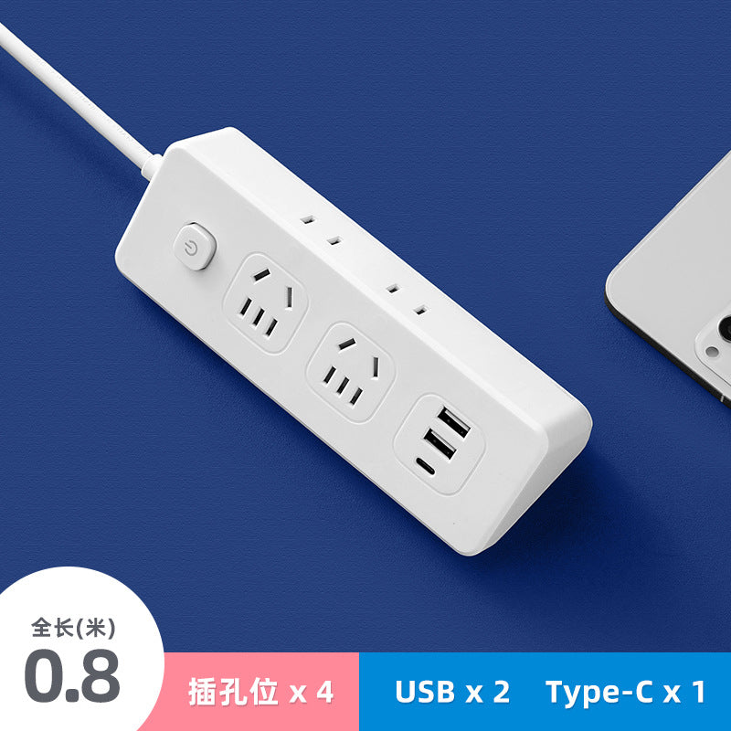 Side socket multi-function power strip with long cable usb plug-in board plug-in board for home student dormitory drag-in board