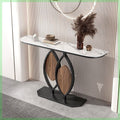 Italian slate creative entrance table, light luxury entrance table, normcore style grids entrance cabinet, wall-mounted semicircular end scene table