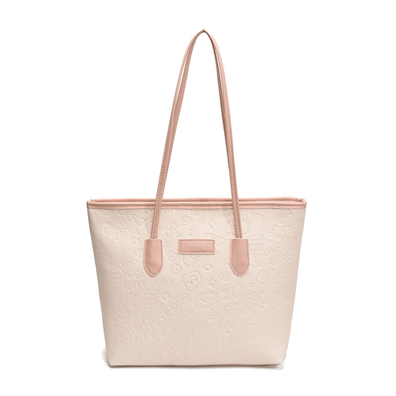 Large capacity korean style shoulder bag for women, 2026 spring new arrival, minimalist fashion handbag, versatile commuter tote bag
