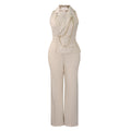 C8604export women's clothing  fashion suit collar sexy fashion chain casual wide leg african jumpsuit