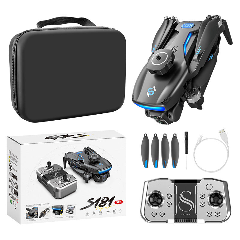 S181 brushless foldable drone - smart gps positioning, remote control aircraft, aerial photography, hd obstacle avoidance, quadcopter