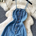 Retro denim style suspender casualelegant jumpsuit women's summer high waist waist silmslimming look wide leg pants