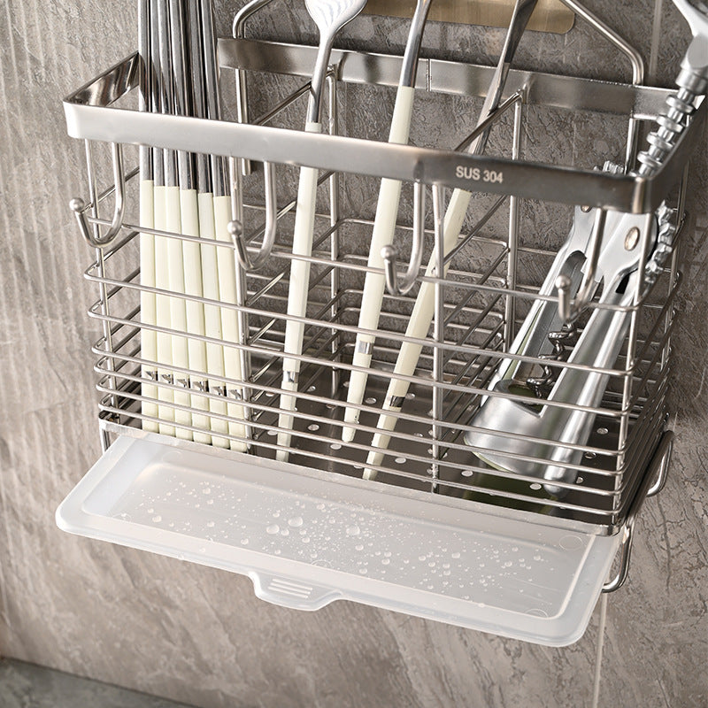 Stainless steel chopstick holder kitchen chopstick cage wall-mounted chopstick organizer home utensil holder knife spoon chopstick tube storage rack