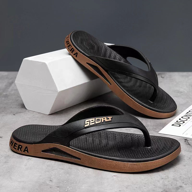 Trendy new flip-flops for men, summer slippers, korean style outdoor anti-slip thong sandals, beach shoes wholesale