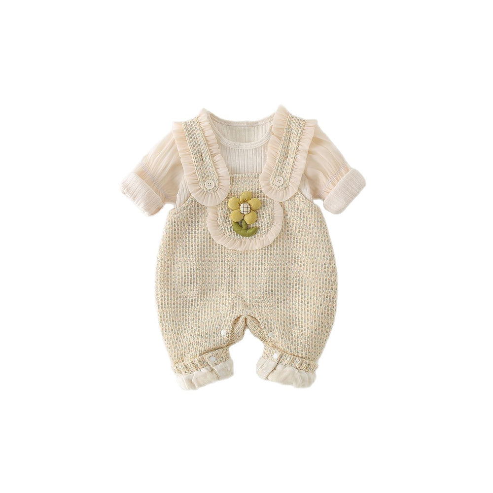 Autumn new arrivals: baby overalls & romper set - stylish & chic floral two-piece outfit for girls