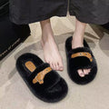 Thick sole fur slippers for women 2023new arrivalwinteroutwearpopularfashion cotton slippers classy sense plaid fur shoes