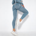 European and american new seamless washed knit moisture-wicking sexy peach lift sweat-wicking yoga pants workout leggings