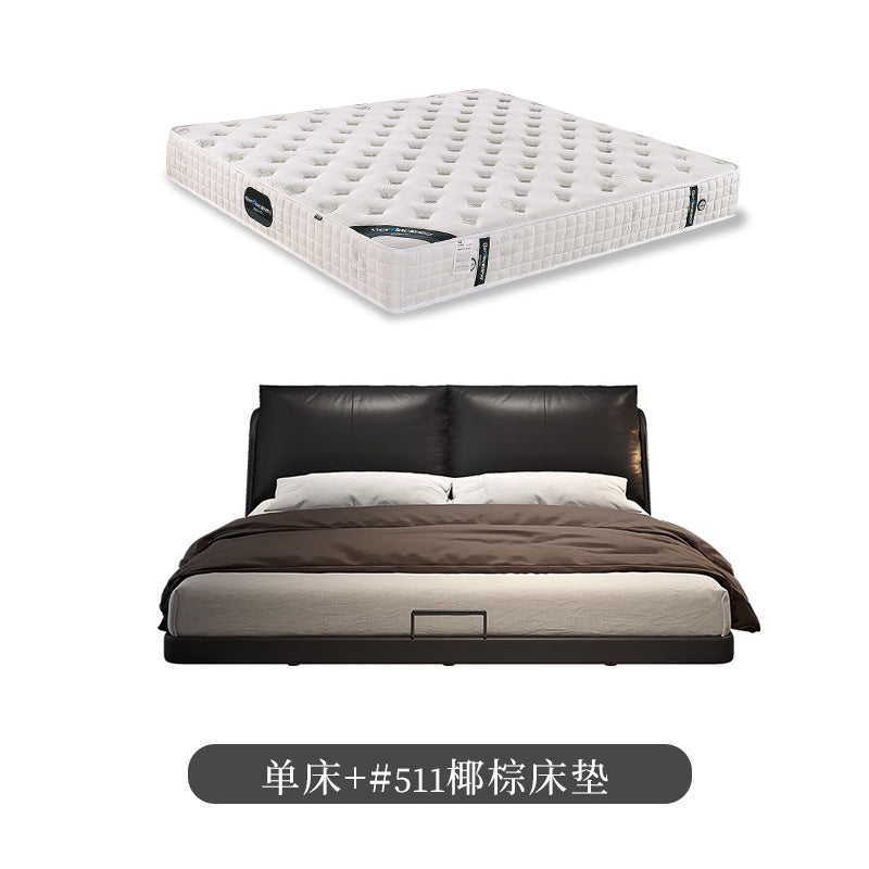 Italian normcore suspended bed modern casual leather bed master bedroom popular bed soft bed with backrest down leather bed