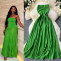 Classy seaside vacation knitting long skirt female sexy waist slimming lookelegant royal sister tube top medium longdress