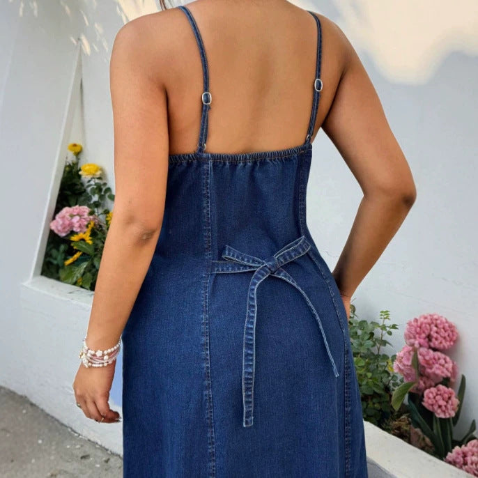 new arrivals: plus size a-line denim midi dress for , , and european & american markets