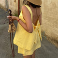 european and american export women's clothing: new summer casual fashion solid color camisole tie-back backless mini skirt set