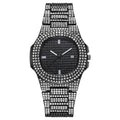 European and american hip-hop style fashion diamond watch for men and women, square large gold watch, trendy steel band quartz watch