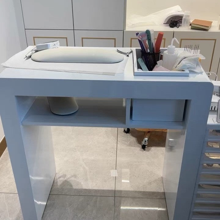 Japanese manicure table Double three-person manicure shop decoration with groove storage box Vacuum cleaner Nail table log