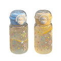 Planet casual plastic water cup kids water bottle double drinking straw cup good-looking large capacity portable carrying ring travel cup