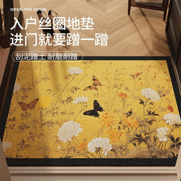 Medieval style door floor mat, door mat can be cut silk ring foot pad, door door dirt-resistant, wear-resistant and non-slip carpet