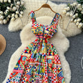 European and american fashion niche positioning printed camisole dress - women's  autumn high-end slimming long dress