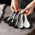 Japanese retro-style ceramic soup spoon - ideal for hotel kitchens, home use, and serving soups, porridge, or as a creative accent