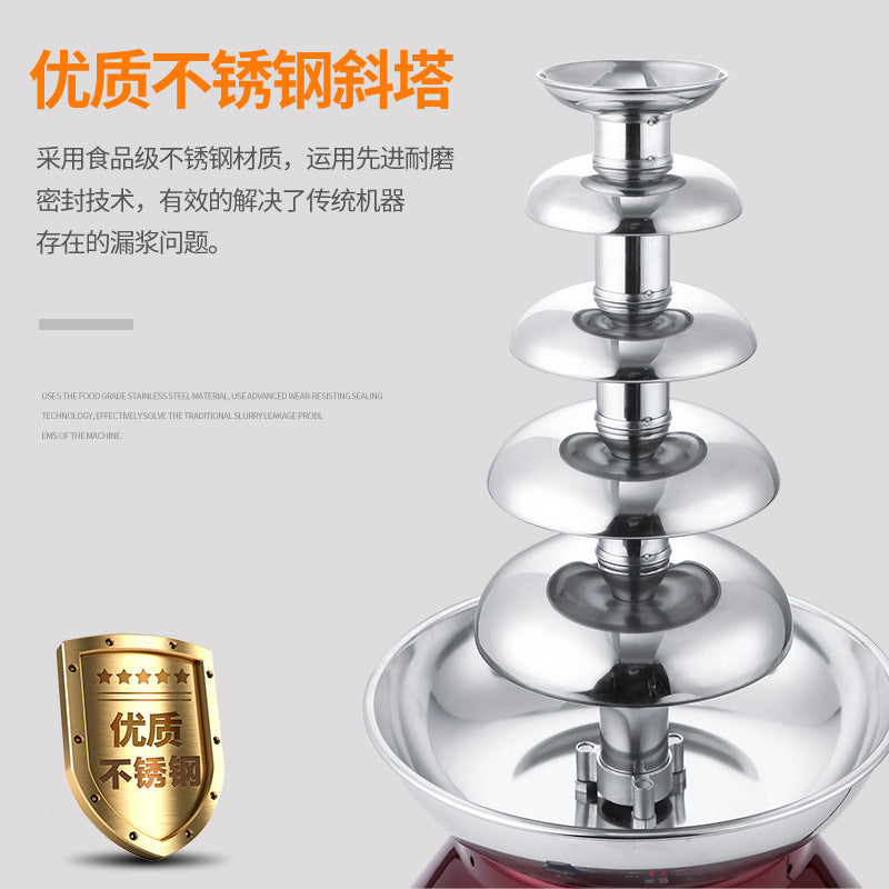 Five-tier chocolate fountain machine - commercial grade, perfect for buffets, parties, weddings, and banquets - stainless steel four-tier chocolate fountain