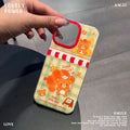 Casual green bottom rilakkuma suitable for apple 17 mobile phone case iphone16pro cute girl bear mobile phone case