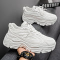 Men's chunky sneakers - spring 2025 new collection - pure white platform sneakers with hidden wedge - athletic running shoes for teens