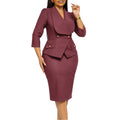 D604  cross-border foreign trade women's clothing new arrivalfashionelegant large lapel three-quarter sleeves african dress