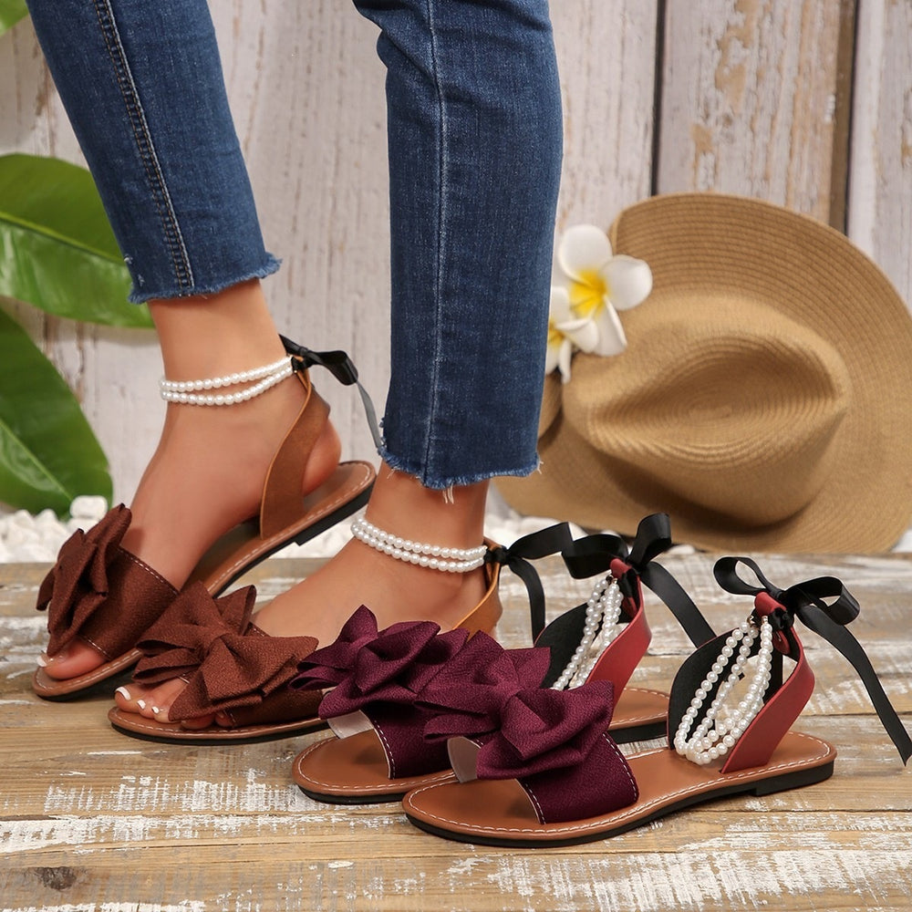 new bowknot flat slide sandals for women, solid color lightweight comfortable casual sandals for women