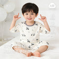 A-grade pure cotton summer lightweight pajamas, kids' loungewear, summer boys' and girls' three-quarter sleeve air conditioning suit, two-piece set
