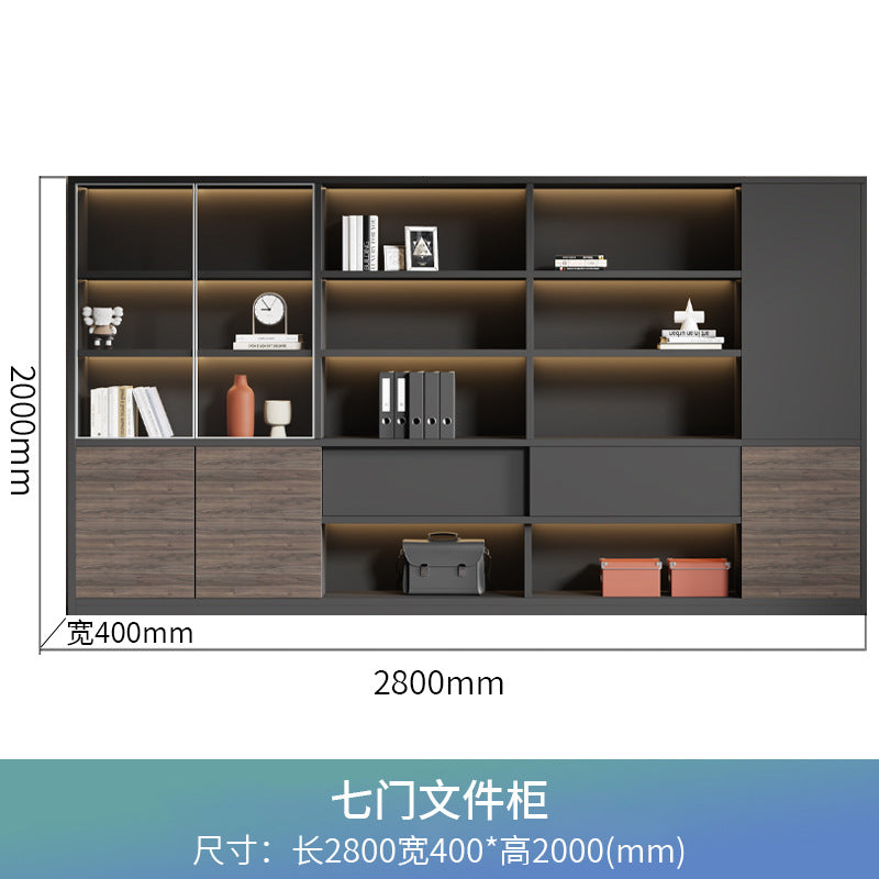 Wooden office file cabinet, executive bookcase, background cabinet, document storage cabinet, minimalist modern glass door cabinet