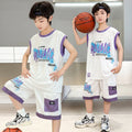 Boys'  summer new sleeveless tank top and waffle knit shorts set - trendy two-piece casual outfit for mid-to-large children