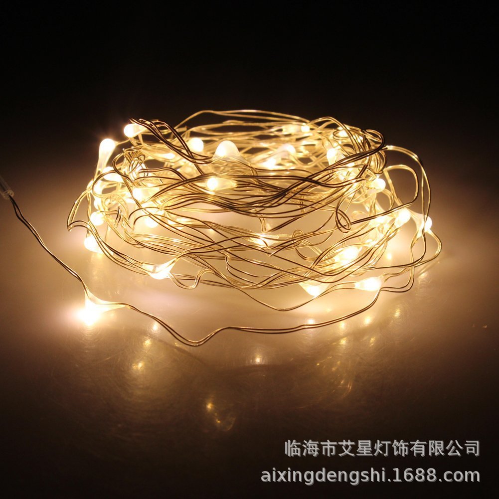 Customized LED luminous copper wire light remote control 8 modes battery box copper wire stall Christmas star decorative light string