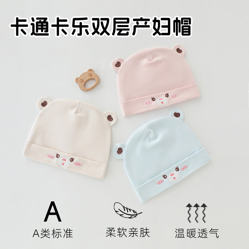 Customized postpartum hat, double-layered, suitable for all seasons, windproof maternity hat, postpartum headscarf for pregnant women, ideal for air-conditioned rooms