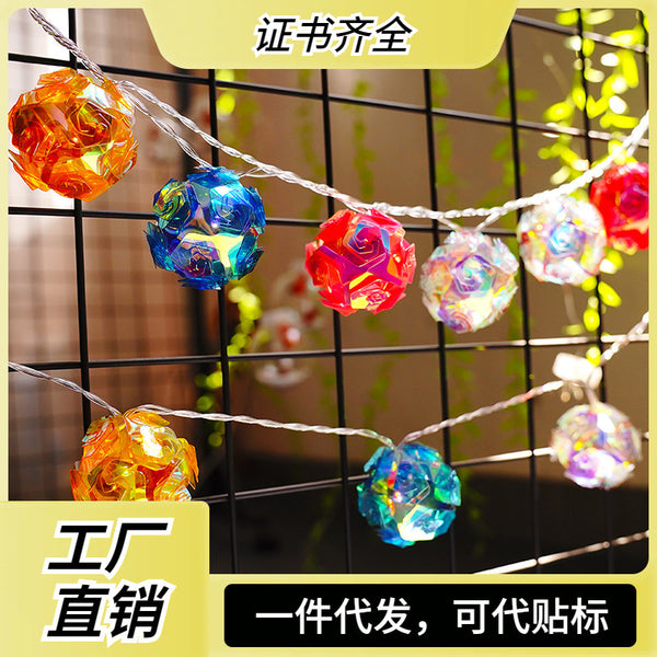New LED rose colorful laser light string, girl heart decorative light string dream colorful ball festival lights