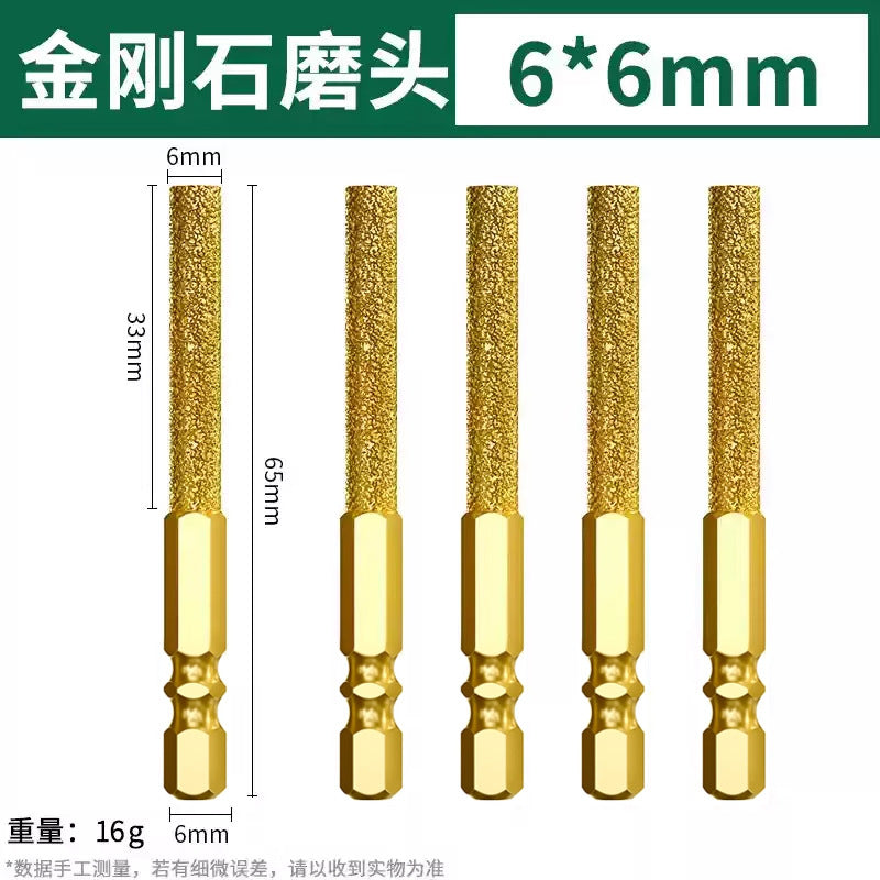 Baolian diamond grinding head hexagonal shank carbide rotate file cast iron stone hand electric drill brazing and polishing handy gadget