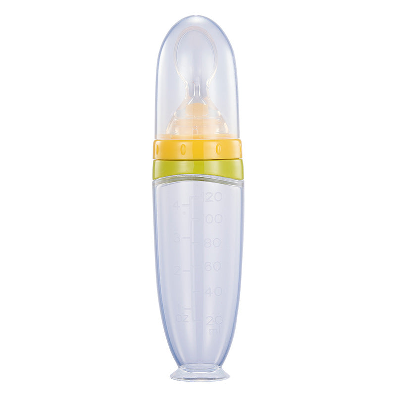 English card baby rice paste bottle 120ml extrusion feeding spoon full silicone suction cup rice paste spoon complementary food feeding