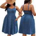 Amazon cross-border fashion: european & american summer slim-fit sleeveless midi dress with pockets - casual, trendy, and stylish