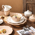 Creative retro western tableware suit restaurant for home italian stylish style grids kiln bowl plates ceramic wholesale