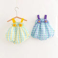 Newborn infant summer new korean style chic baby girl 3d floral striped romper with lantern sleeves - trendy bodysuit