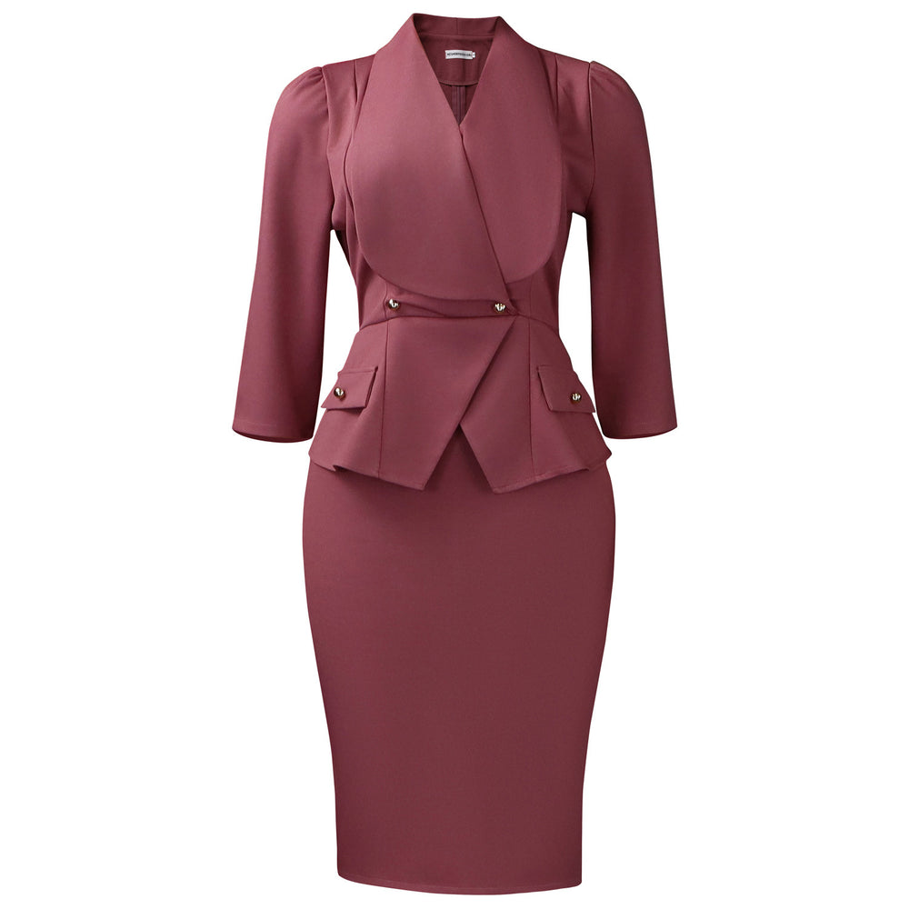 D604  cross-border foreign trade women's clothing new arrivalfashionelegant large lapel three-quarter sleeves african dress
