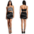 C7319 cross-border   fashion women's elegant diamond-embellished camisole bandeau mini skirt set - new arrival