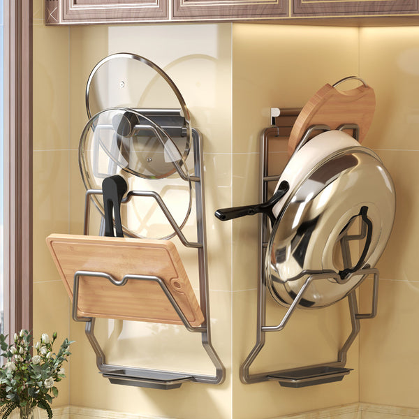 Gun ash lid rack wall-mounted non-punching kitchen rack cutting board placement rack cutting board hanger storage artifact