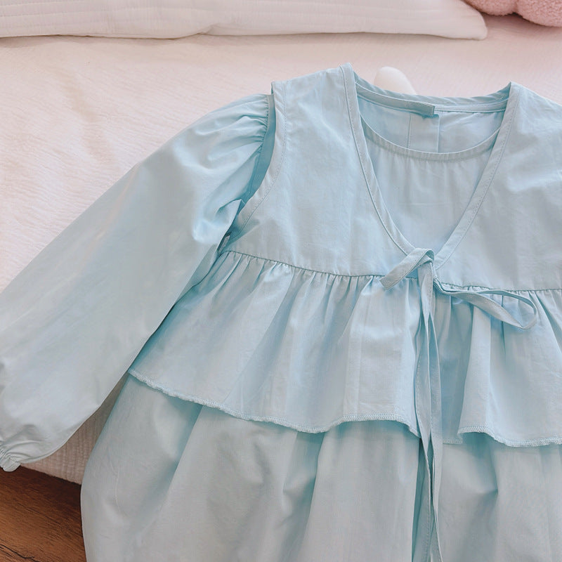 Girls' shirt dress - new spring/autumn collection - stylish princess dress for little girls - pure cotton skirt - solid color, cute for babies