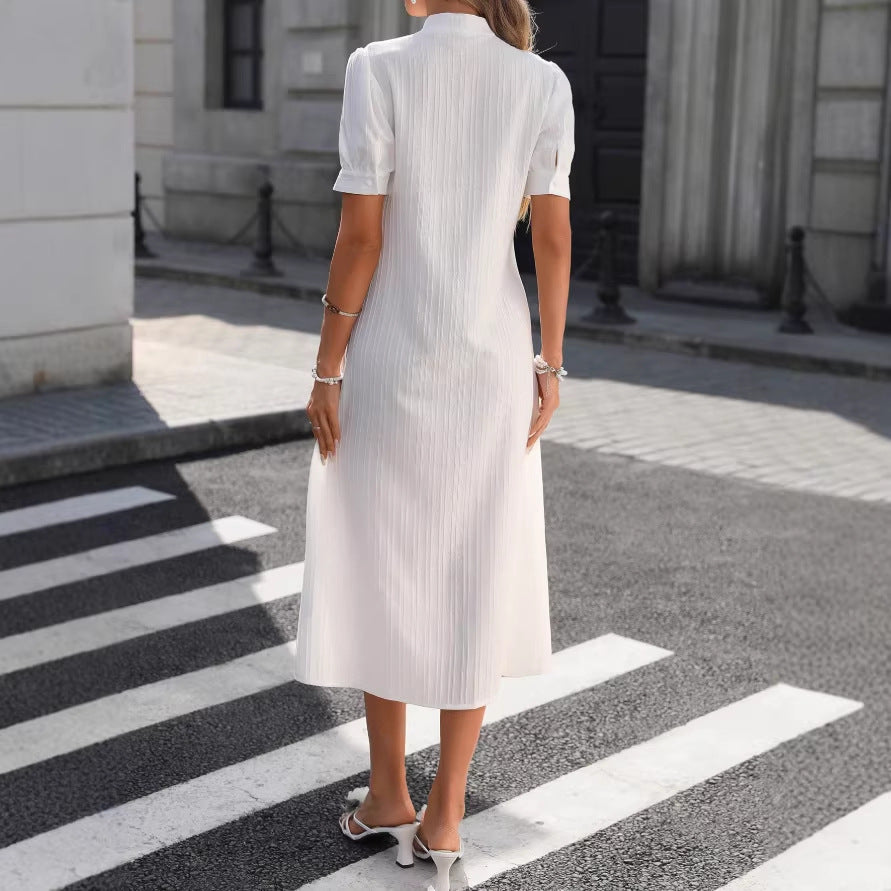 Amazon independent station exportsummernew arrival european and american clothing white cross-border short-sleeved embroidereddress