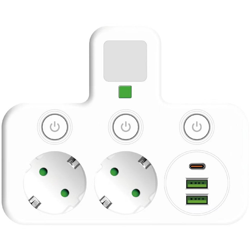 European standard smart usb + type-c fast charging power strip adapter with russian, korean, and german plugs
