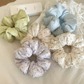 Cream satin scrunchie hair tie - soft, padded, polka dot pillow hair band - sleep hair tie - elastic hair rope