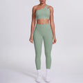Cloud-feel one-shoulder backless sports bra set - high-waisted, butt-lifting, compression yoga outfit - quick-dry running & fitness set for women
