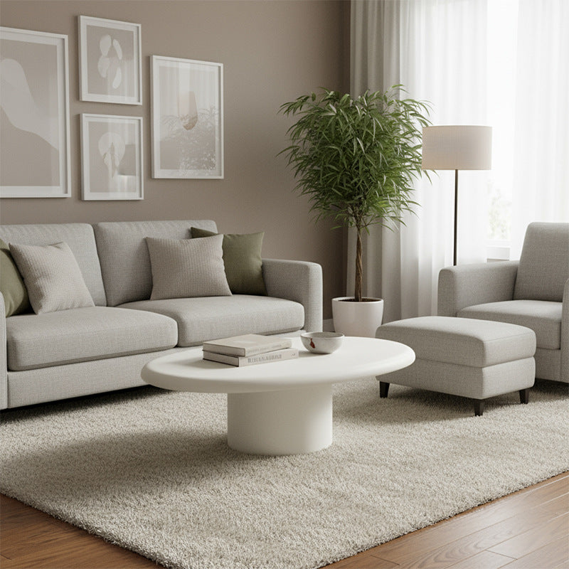 Microcement conical tea table - nordic style living room accent table - space-saving, cream-colored, trendy coffee table